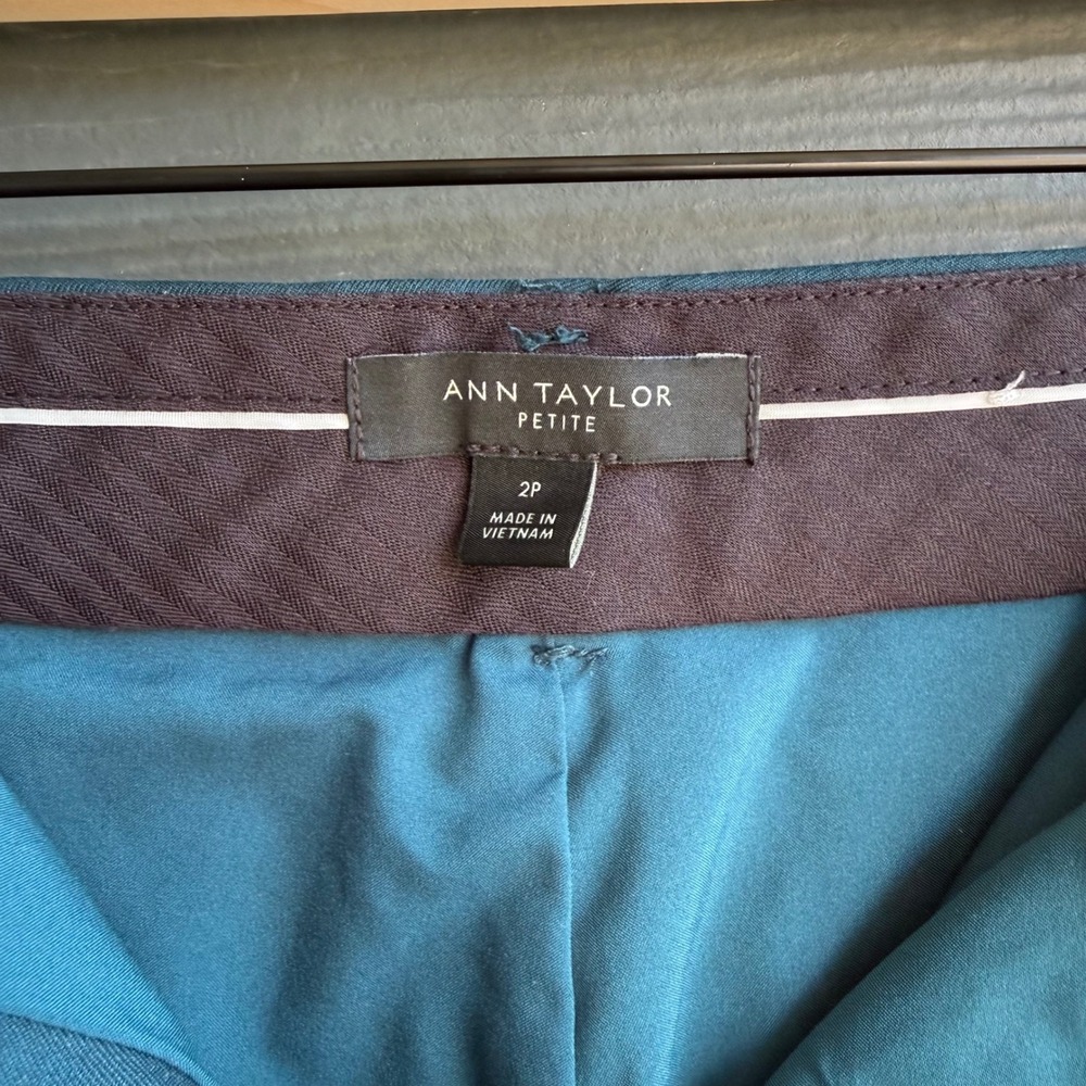 Ann Taylor Petite Wool Blend Ankle Pants Teal Career Office 2P Work - Picture 5 of 11